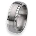Ridged Edge Brushed and Polished Titanium Ring (8.0 mm) - Sizes 7-13.5