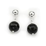 Barse Sterling Silver Faceted Onyx Post Earrings