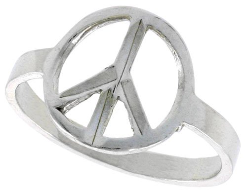 41AzZ Ob3sL Sterling Silver Diamond Cut Peace Symbol Ring