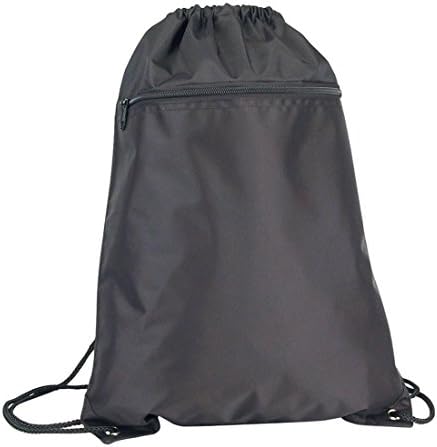 iEquip Drawstring Backpack Sack Bag and Gym tote Bag (Yellow, Blue, Black, Yellow, Pink, Navy) (Pack of 1, Black)