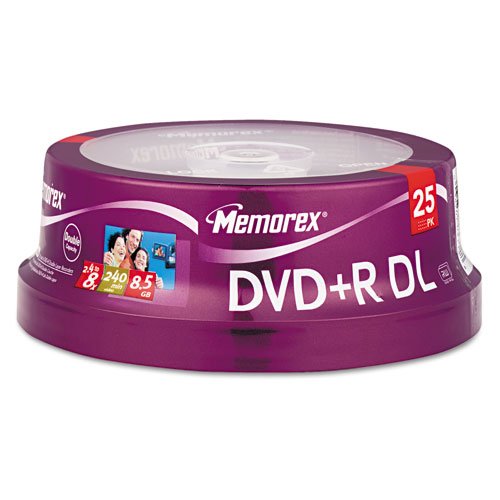 Memorex® Dual-Layer DVD+R Discs, 8.5GB, 25/Pack