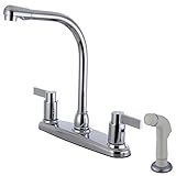 Kingston Brass FB2751NDL 7-Inch in Spout Reach NuvoFusion 8-Inch Centerset Kitchen Faucet with White