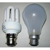 2 x Eco friendly Stubby low energy saving light bulbs. 11w (4u) Standard Bayonet cap lamp BC (B22) fitment. Same size as normal light bulbs so great for lamps and ceiling fittings. A energy rated.
