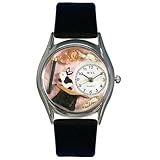 Magic Black Leather And Silvertone Watch #S0420009