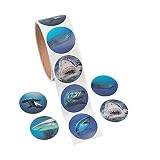 Photo Realistic Shark Stickers - 100 Stickers Per Roll, Shrink-wrapped