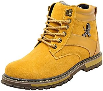 KAMEIQI Christmas Men Plush Fasion Korea Tide Skullcandy Decoration Clearance Combat Army Boots(9.5 D(M)US, yellow)