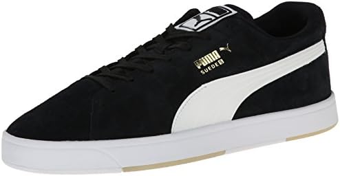 PUMA Men's Suede S Lace-Up Fashion Sneaker, Black/White, 8 M US