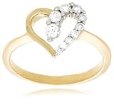 14k Yellow Gold Diamond Journey Heart Ring (1/4 cttw, H Color, I2 Clarity), Size 7