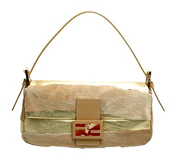 Fendi Authentic Fur Cavallino Baguette Handbag Bag