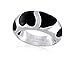 Women's Stainless Steel Black Enamel Heart title=