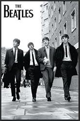 The Beatles Walking in London Poster Dry Mounted Wood Framed, 24x36..