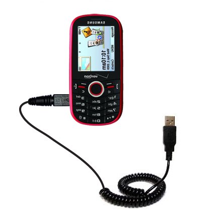 Coiled USB Cable for the Samsung Intensity SCH-U450 with Power Hot Sync and Charge capabilities - uses Gomadic TipExchange Technology