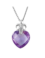 Amethyst Heart with Fleur-de-lis Bail Pendant
