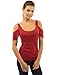 PattyBoutik Women's Scoop Neck Cut Out Flutter Sleeve Blouse