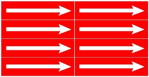 Arrow (Indicating Arrows) ____Gas or Water Pipe Tubing Labels__ <PACKAGE OF 16 LABELS> 3/4" Height, 3" Width, White Arrow on Red Background, TEMPO GAS SYSTEMS High-visibility, Industry-standard Information and Safety Labels