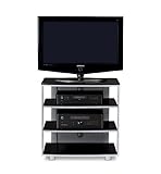 BDI Vexa 9221 Single Wide 4 Shelf TV Stand (Silver with Black Shelves)