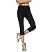 DIAMONDKIT Stretch Cotton Capri Crop Leggings Tights (XL, Black)