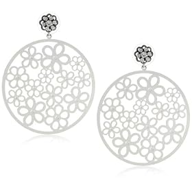 Liz Palacios Plumas Large Silver Floral Filigree Earrings