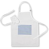 Kids Apron and Oven Glove Set White with Pocket