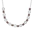 Necklace With 6.91ctw Precious Stones - Genuine Diamonds, Garnets and Topazes 925 Sterling silver. Total item weight 26.5g Length 16.5in