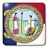 Sandy Mertens North Carolina - State Seal with Flag in Background - Light Switch Covers - double toggle switch
