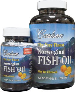 Carlson The Very Finest Fish Oil Orange Chewables, 120 + 30 Softgels, 1000 mg
