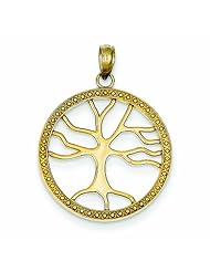 14K Gold Tree of Life in Round Frame Pendant
