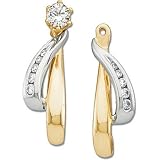 14K Two-Tone Gold Diamond Earring Jackets - 0.16 Ct.