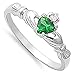 Sterling Silver Irish Claddagh Friendship Ring Simulated Emerald Heart Size 6