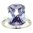 Six Carat Purple Crystal (Fancy Cut) Sterling Silver Ring-Womens Ring
