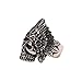 PAURO Cool Feather Dayak Indian Headdress Punk Skull Stainless Steel Mens Ring