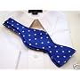 100% Silk Bow Tie - Royal Blue w/ White Polka Dots