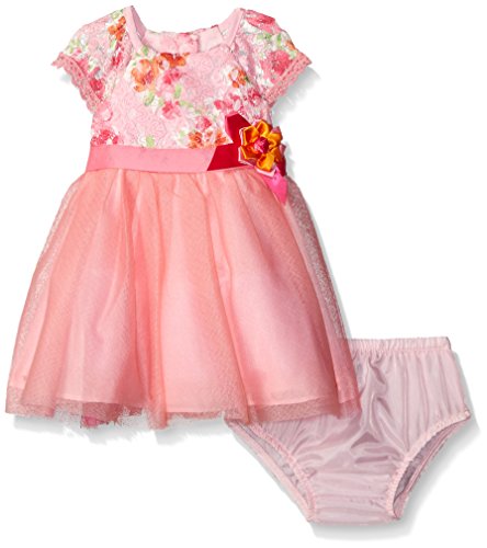 Rare Editions Baby Girls' lace to mesh social dress