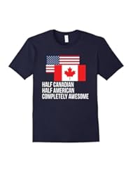 Apparel: Half Canadian Half American Funny Flag T-Shirt - Male Large - Navy - National Flag T-Shirts