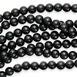 Jet Black Glass Simulated Onyx 6mm Round Beads / 16 Inch Strand Image