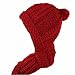 BERRY RED CABLE KNIT ONE PIECE HAT COWL SCARF NECK WRAP