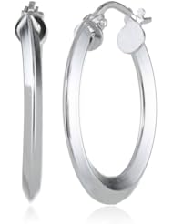 Sterling Silver Tarnish-Free Knife-Edge Hoop Earrings (0.8" Diameter)