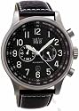 Davis - Montre XXL Aviamatic - Waterproof Chronographe - Bracelet en Cuir Noir surpiqué