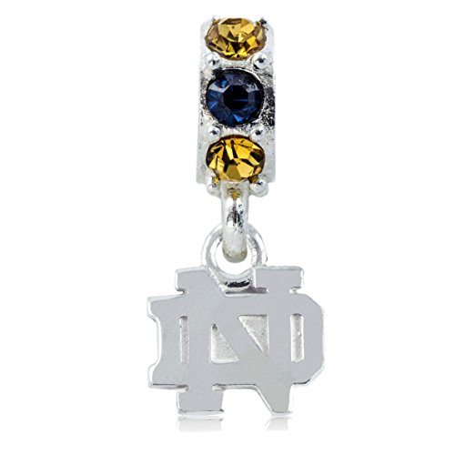 NCAA Notre Dame Fighting Irish .925 Sterling Silver Spirit Charm Bead, Notre Dame Jewelry