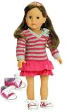 Hot Pink & Gray Stripe Long Sleeve Tee, Hot Pink Skirt & Sneakers