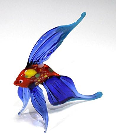 Big Glass Figurine "Blue Fish" Russian Handmade