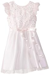 Girls Cotton/Polyester/Spandex General Print Flutter Glittering Shirred  Dress