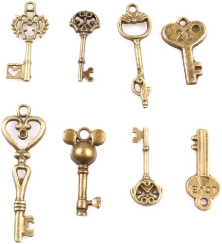 49x Assorted Seven Style Key Antique Bronze Alloy Charms Handmade Jewelry Making Fit Crafts