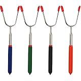 Out&InDoors Marshmallow Roasting Sticks with 5 Extendable Lengths Multi Colored Handle Stainless Steel BBQ Forks, Set of 4