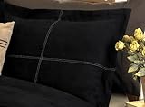 Black Microsuede Bedding Duvet Cover 4pc Set Queen