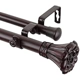 Rod Desyne Blossom Double Curtain Rod, 66 by 120-Inch, Mahogany