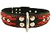 Genuine Leather Braided Studded Dog Collar, Red on Black 1.5