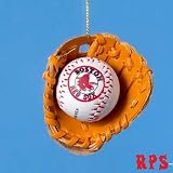 Boston Red Sox Baseball in Glove Ornament