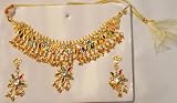 Genuine Gold Plated with Sparkling Simulated Jades Crystals Adjustable Short Chain Gita Necklace for Women and Teens