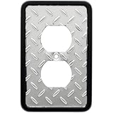 Brainerd 135859 Diamond Plate Single Duplex Outlet Wall Plate / Switch Plate / Cover
